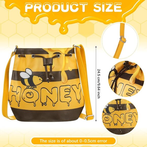 Halloween Bear Costume Accessories Honey Jar Bag and Ears Headband - Picture 2 of 6